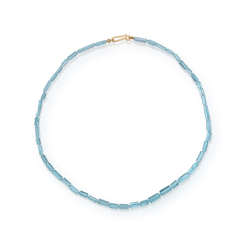 Aquamarine Crystal Necklace with 14K Green Gold Clasp