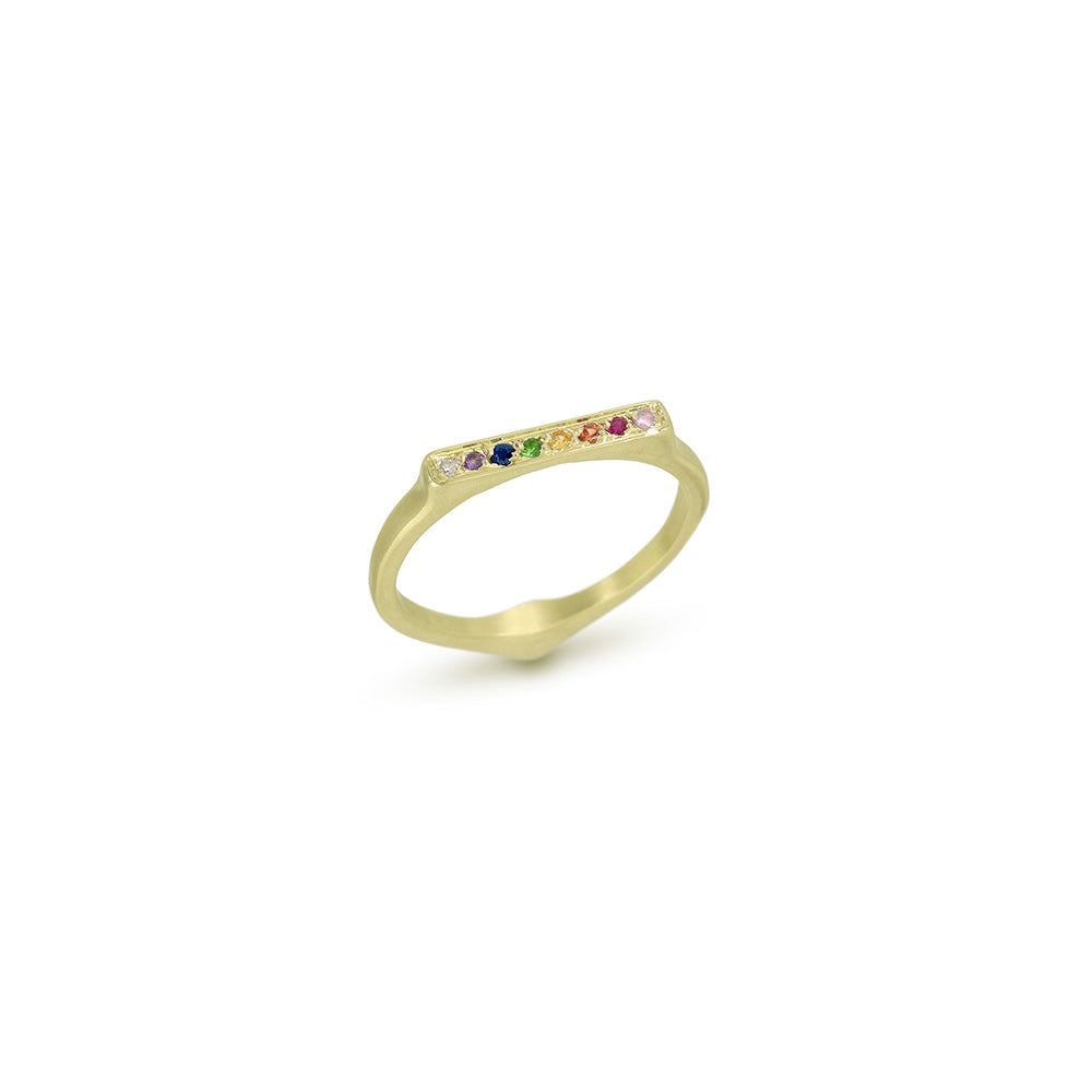 Corozon ring in gold with multi-color stones