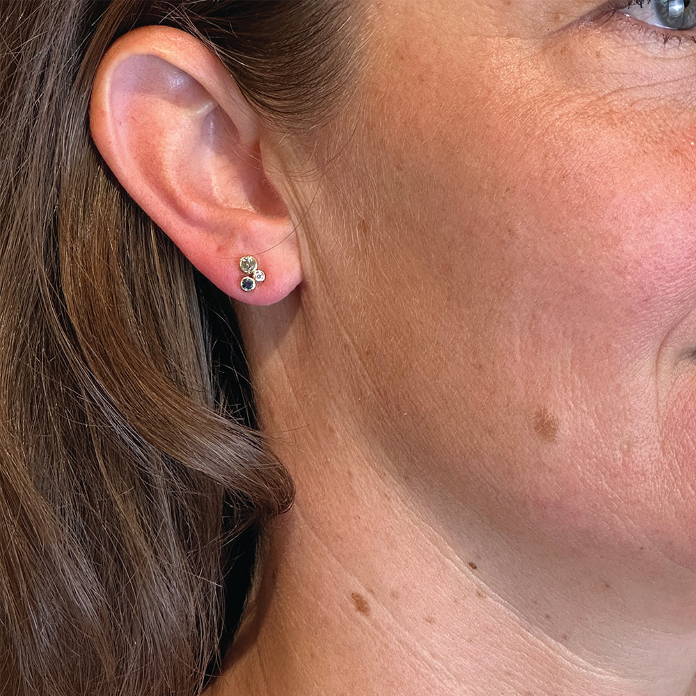 "Confetti" Blue/Green Sapphire Earrings