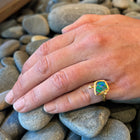 kite shaped boulder opal ring