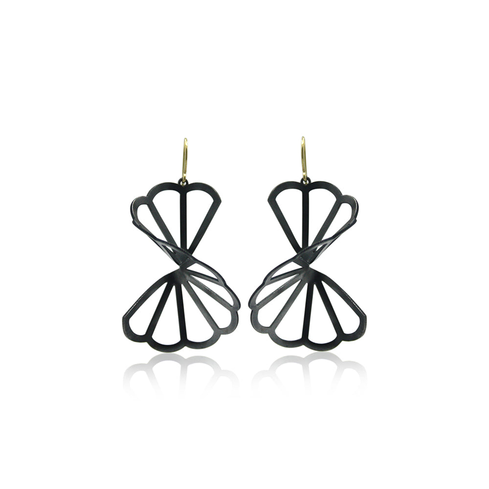 Large Cloud Fold Earrings in Sterling Silver and 18K Gold