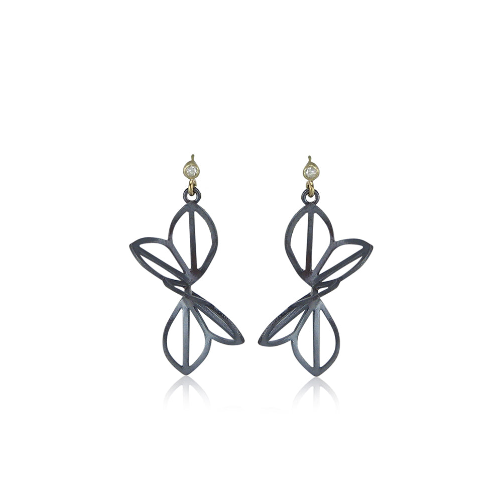 Medium Anise Fold Earrings in Sterling Silver and 18K Gold