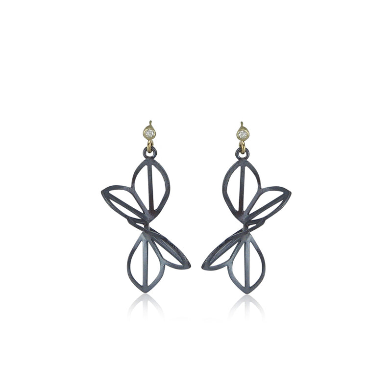 Medium Anise Fold Earrings in Sterling Silver and 18K Gold