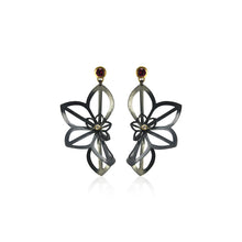 Double Anise Fold Post Earrings with Rubellites and Diamonds in 18K