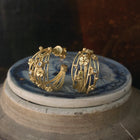 "Basket" Hoop Earrings in 18K Yellow Gold and Colored Diamonds