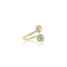 Morganite and Aquamarine "Diya" Ring
