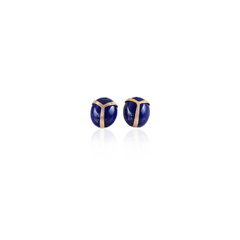 "Lucky Scarab" Posts in 14K Yellow Gold and Lapis Lazuli