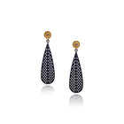 "Prelude" Teardrop Earrings with Black Diamonds in 18K Gold and Oxidized Sterling Silver