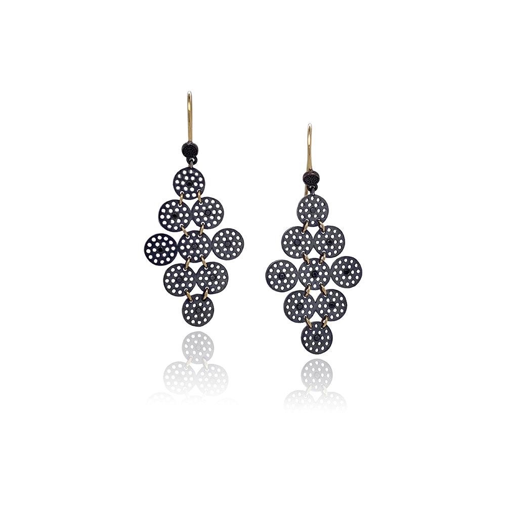 "Prelude" Chandelier Earrings with Black Diamonds