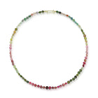 Tourmaline Multicolor Seed Necklace with 14K Green Gold Clasp