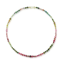 Tourmaline Multicolor Seed Necklace with 14K Green Gold Clasp