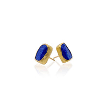 Hammered Lapis Stud Earrings