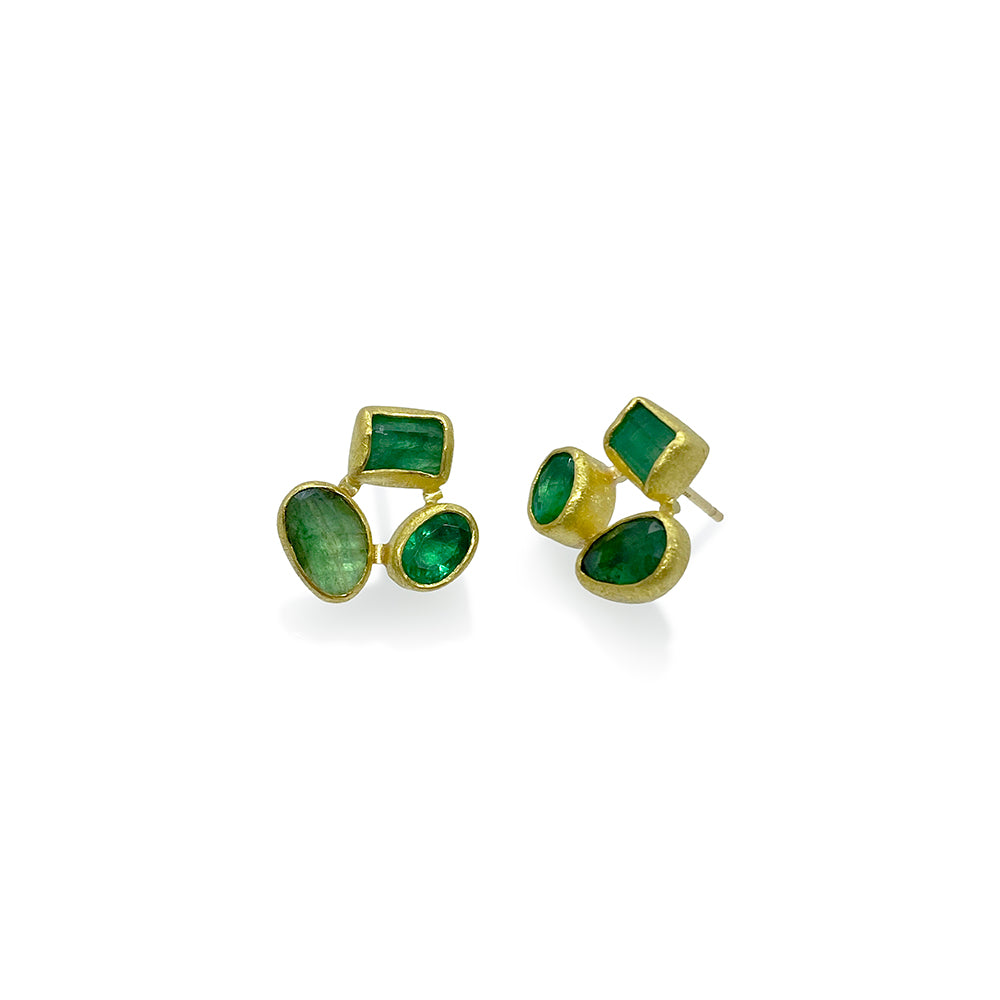 Triple Emerald Earrings