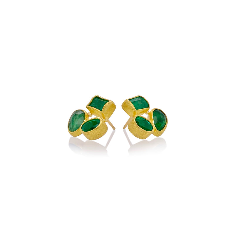 Triple Emerald Earrings