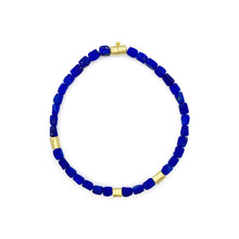 Hammered Lapis Necklace with Hollow Constructed Clasp