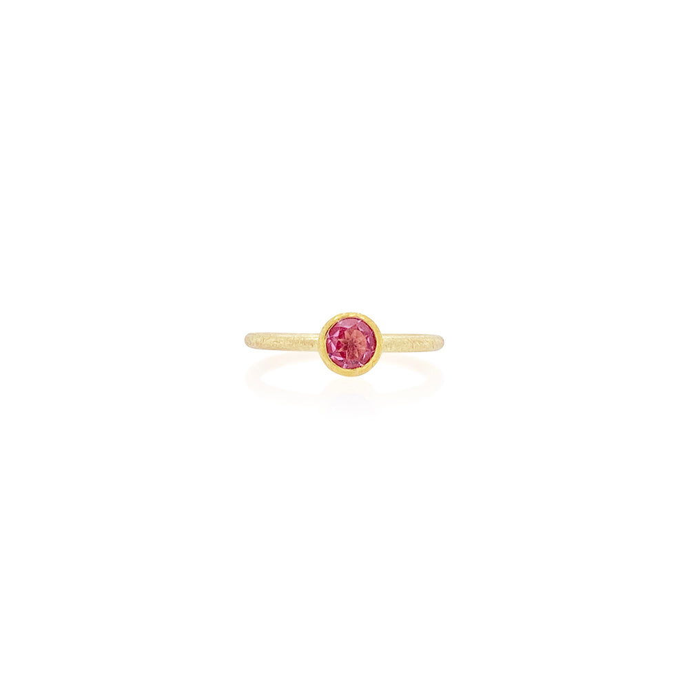 Round Pink Sapphire Stacker Ring