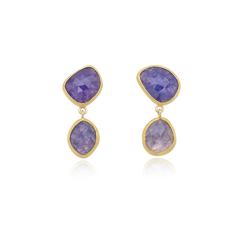 Double Rose-Cut Tanzanite Earrings