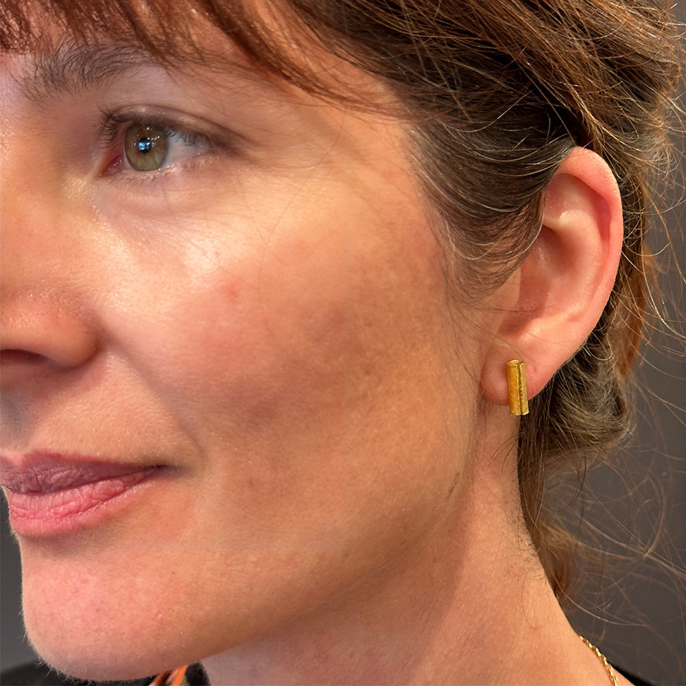 Small Open Tube Stud Earrings
