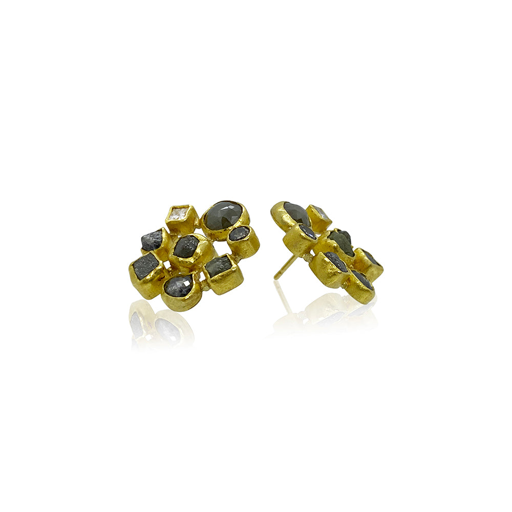 Mosaic Diamond Earrings in 22K/18K