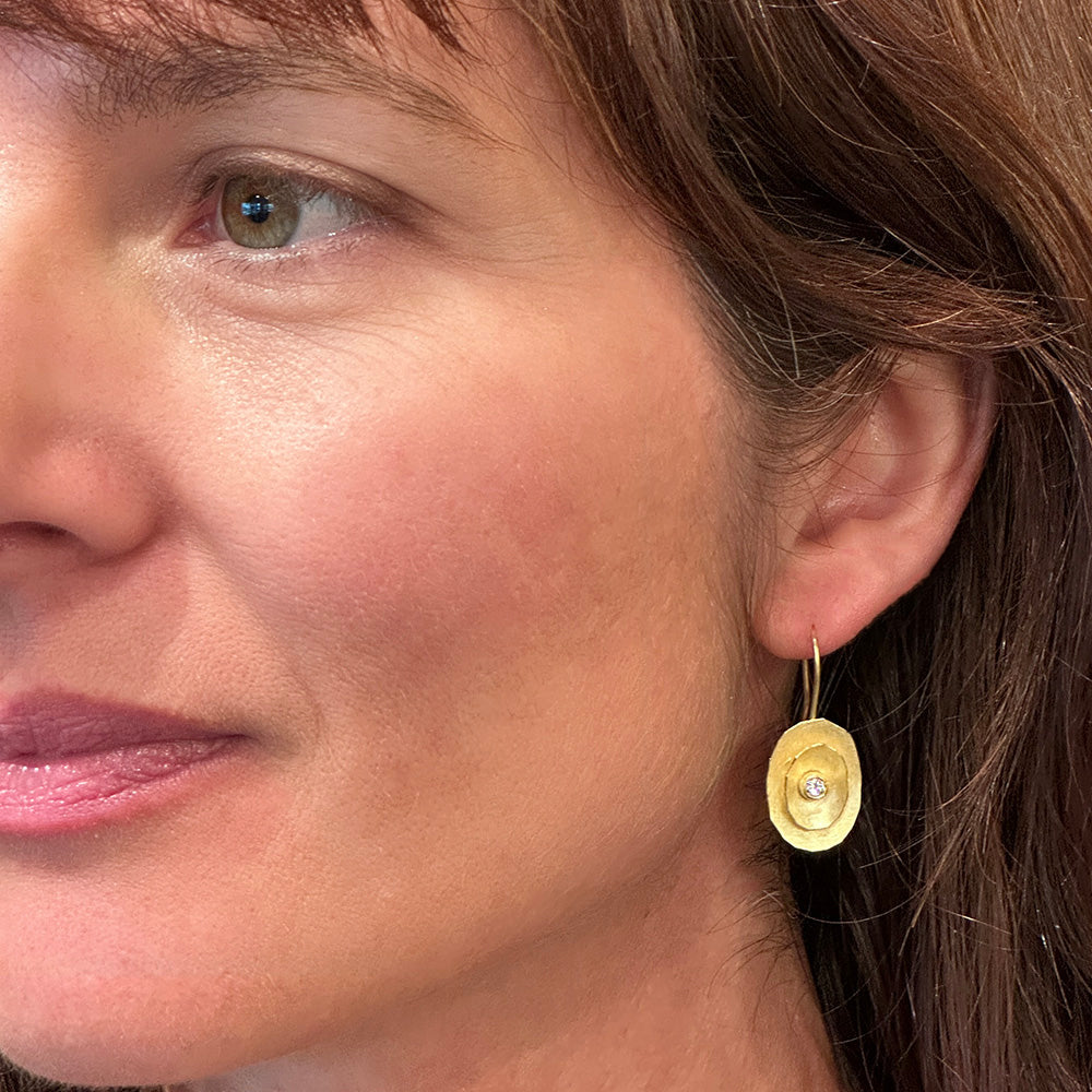 Double Layered "Poppy" Earrings with Diamonds