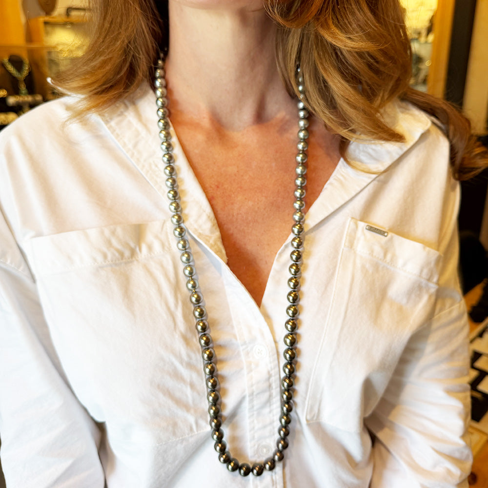 Double Strand Aaa+ Tahitian Pearl  Necklace in Graduating Color
