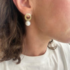 Pearl Drop Earrings on Crownwork Hoop Posts