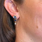 Blue Flash Moonstone, Sapphire and Diamond Earrings