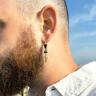 Carved Onyx and Crownwork Spear Earrings