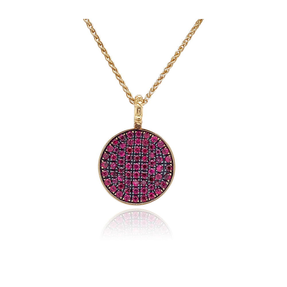 Pavé Ruby 18K Crownwork Ball Pendant