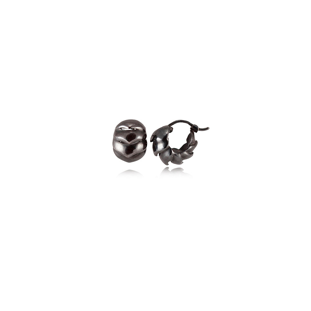 Oxidized Sterling Silver Small Roly Poly Hoop Earrings