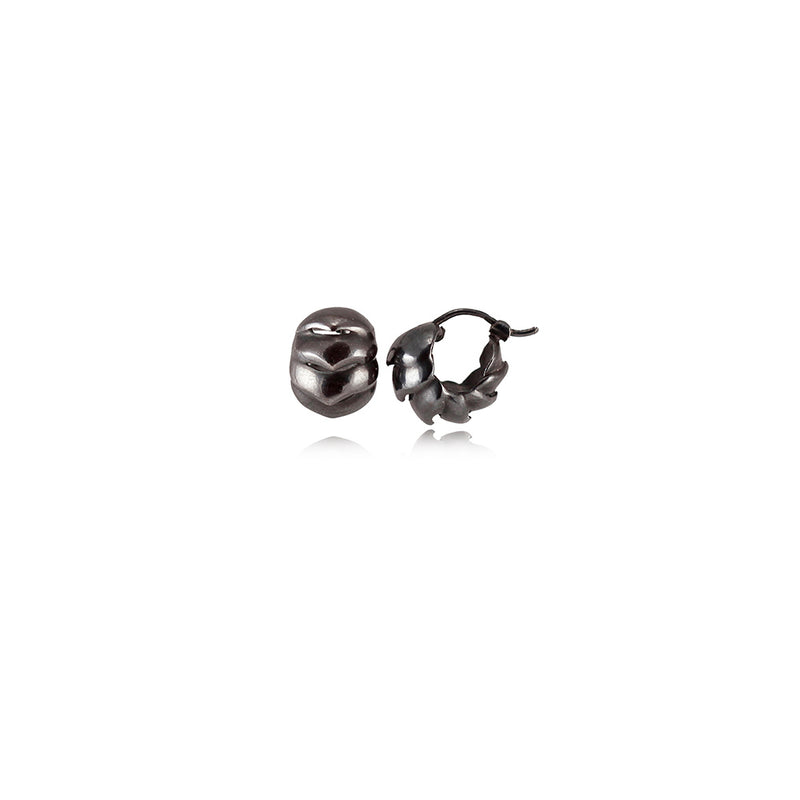 Oxidized Sterling Silver Small Roly Poly Hoop Earrings