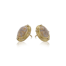 Fossilized Sand Dollar and Diamond Earrings in 18K
