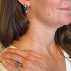 Blue Flash Moonstone, Sapphire and Diamond Earrings