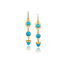 Sleeping beauty triple drop earrings