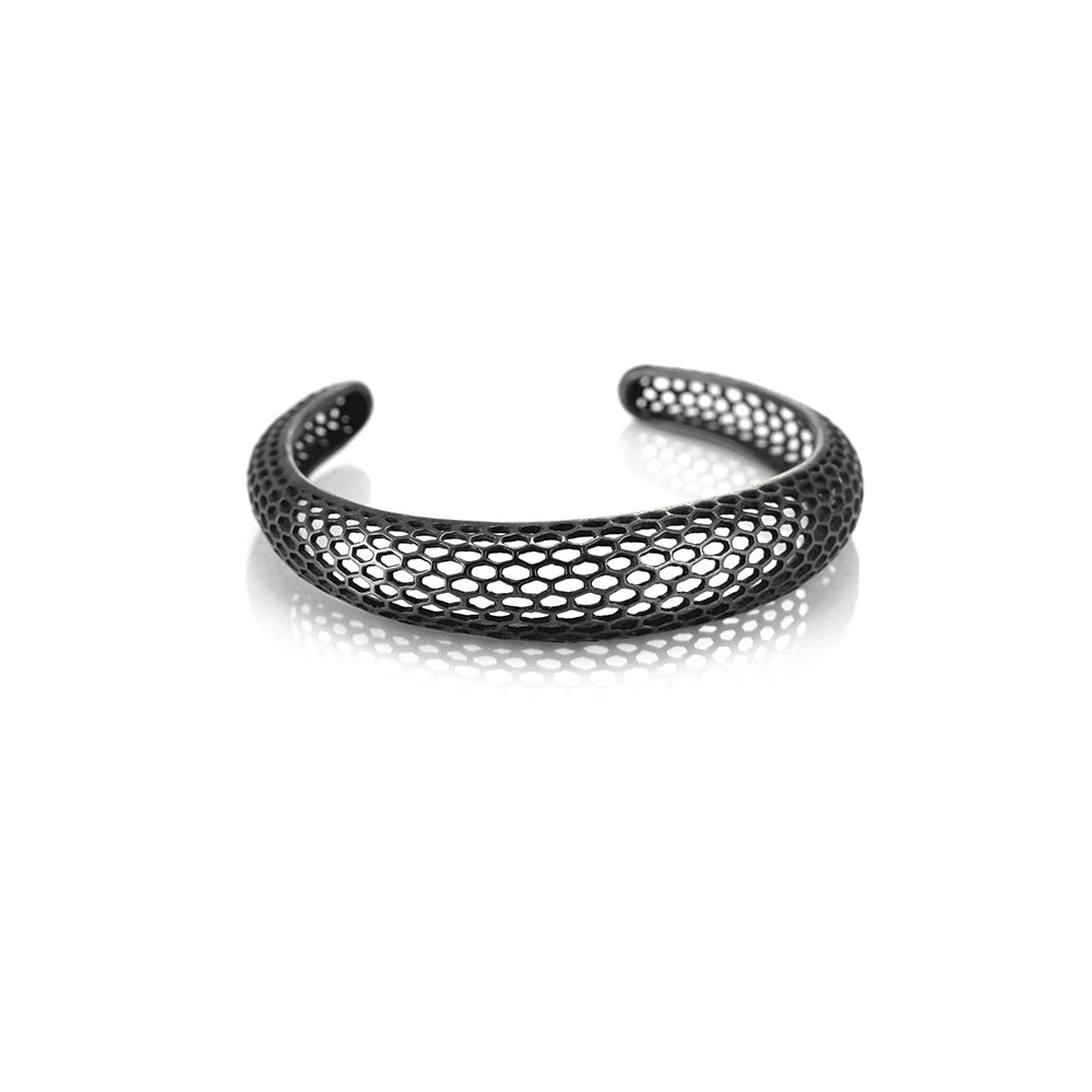 Single Snake Skin Cuff in Sterling Silver Oxidized
