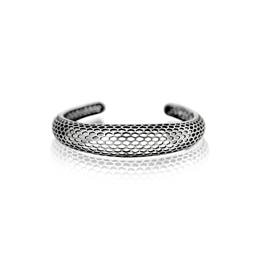 Single Snakeskin Cuff in Antiqued Sterling Silver