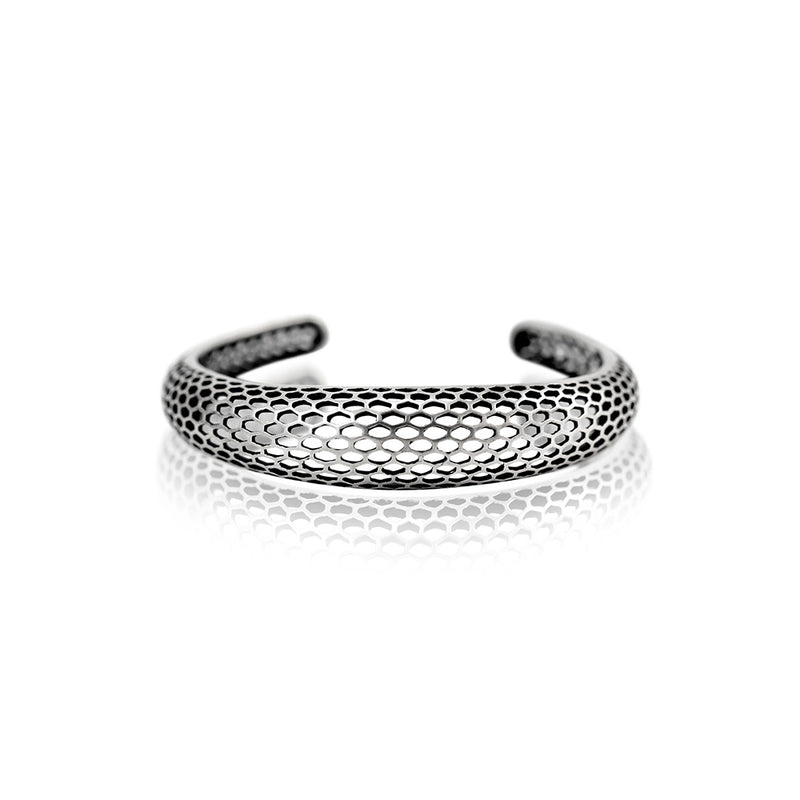 Single Snakeskin Cuff in Antiqued Sterling Silver
