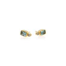 Aquamarine Cushion Cut and Diamond Earrings