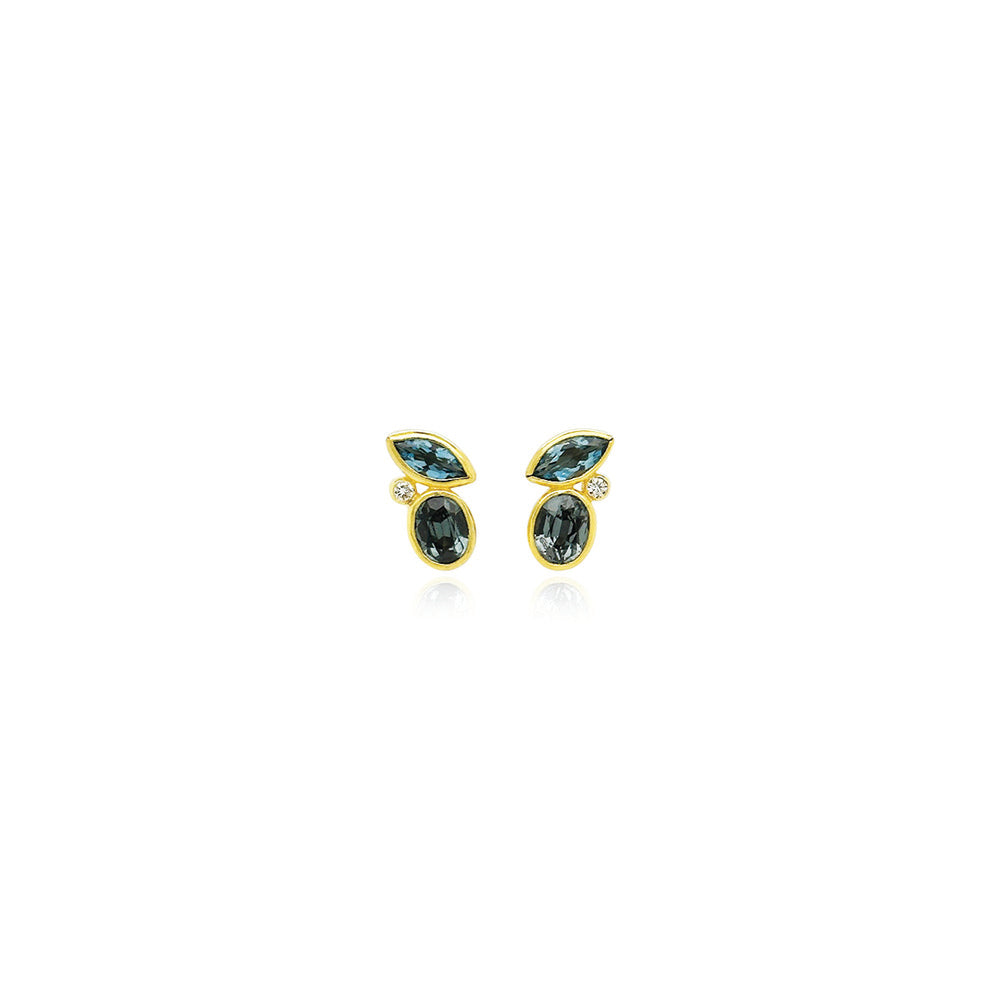 spinel, aquamarine and diamond earrings