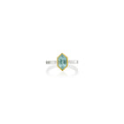 elongated hexagonal aquamarine ring