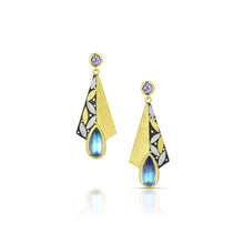 Tanzanite and moonstone drop earrings