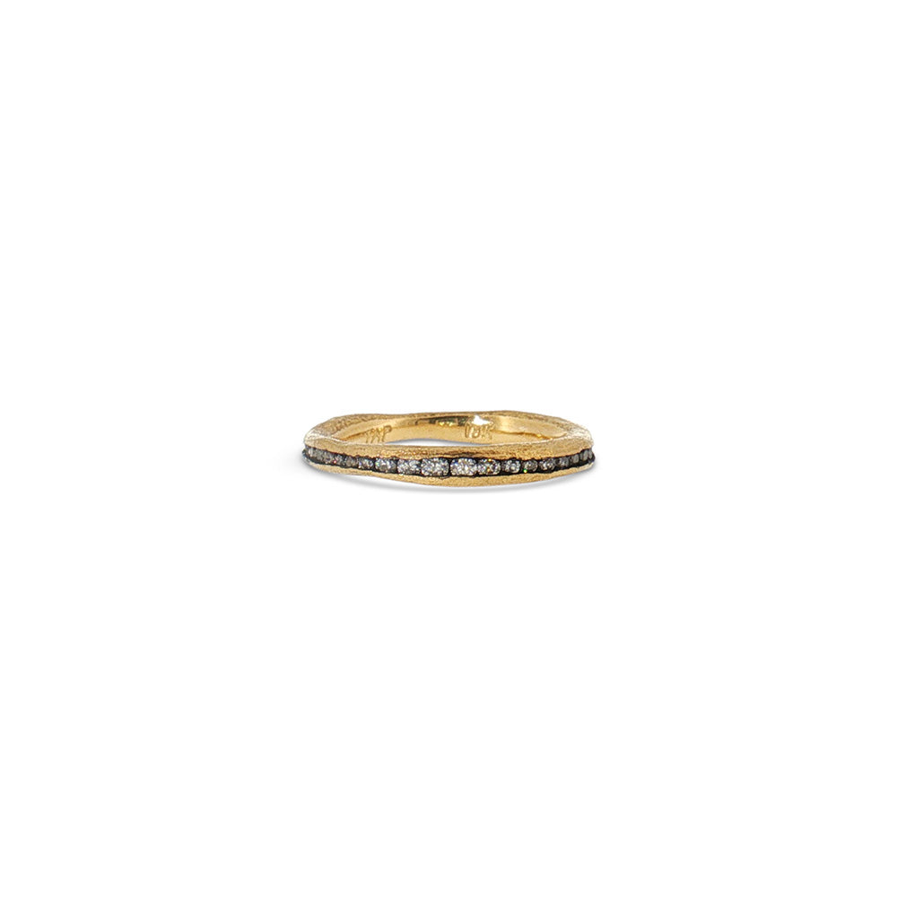 18k Yellow Gold Irregular Channel Ring with Diamonds