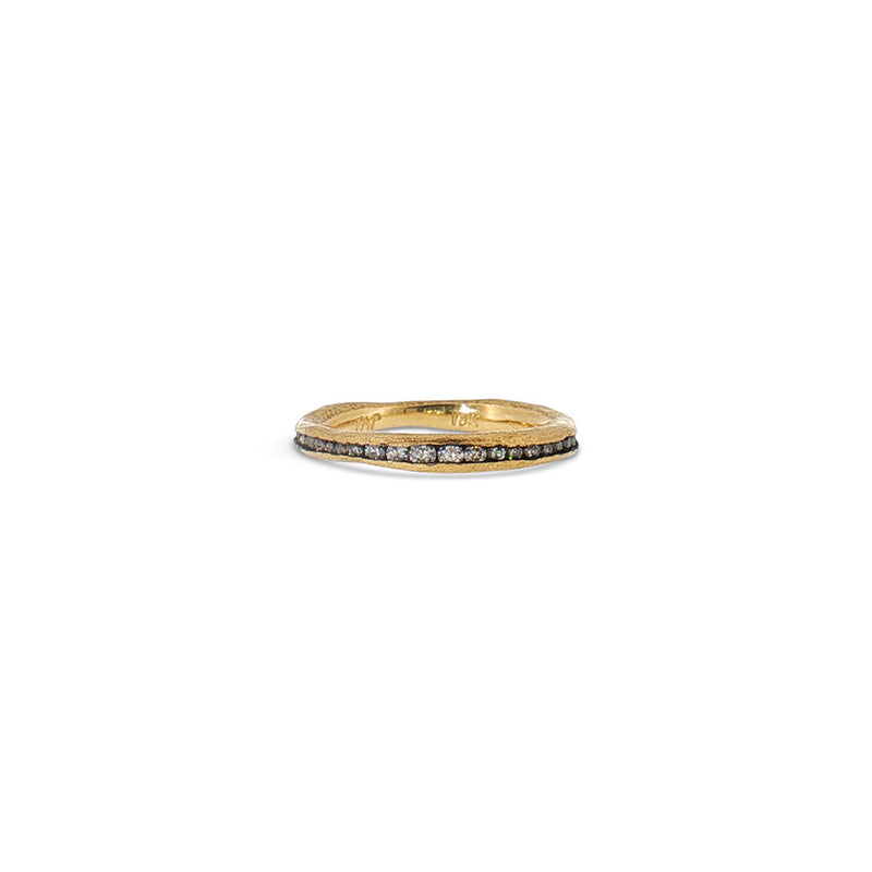 18k Yellow Gold Irregular Channel Ring with Diamonds