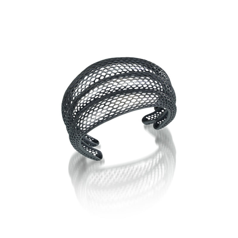 Triple Snakeskin Cuff in Oxidized Sterling Silver