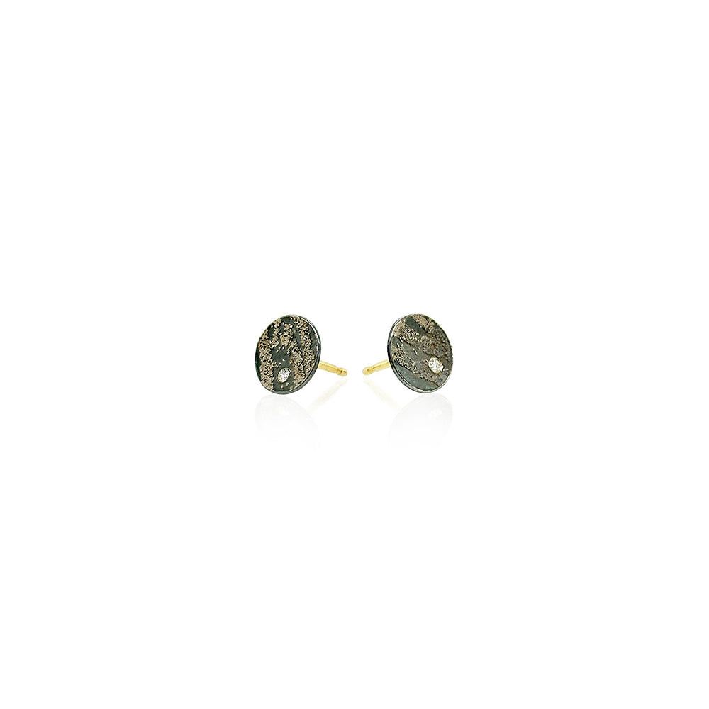 tiny round studs with platinum and sterling silver
