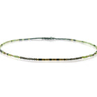 Green, grey and brown diamond necklace, 13.58cttw, with oxidized sterling silver, 24K gold, 18k gold beads, length 16.9 inches.