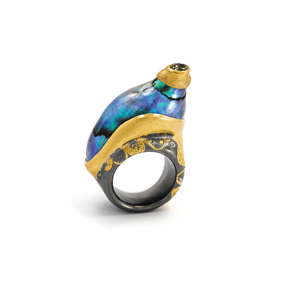 "under the sea" abalone pearl ring