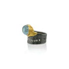 aquamarine and champagne diamond ring