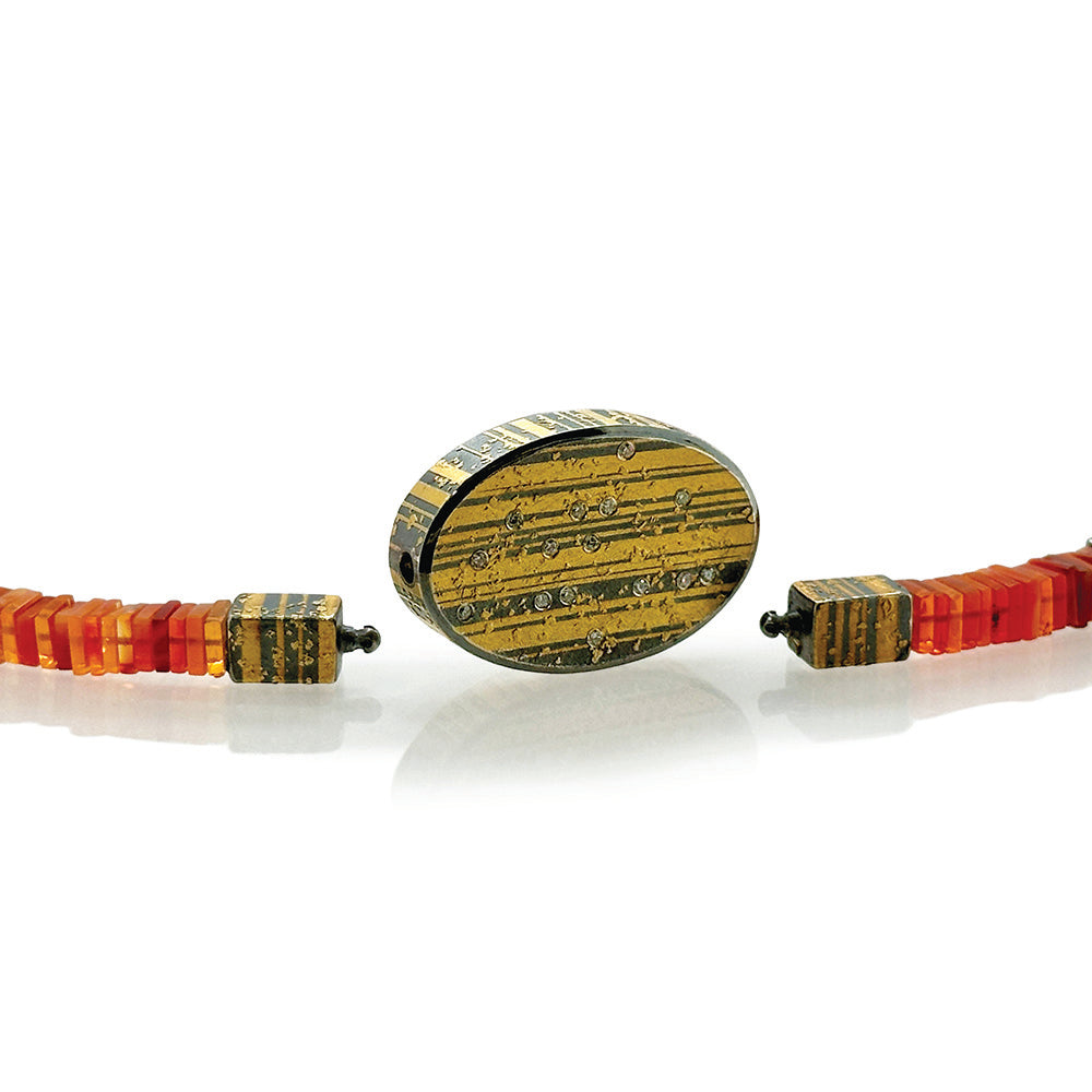 Mexican Fire Opal and Pyrite Sun Necklace