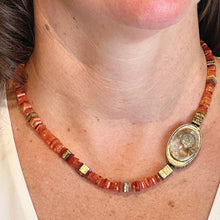 Mexican Fire Opal and Pyrite Sun Necklace